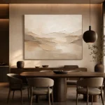 Warm Beige Minimalist Living Room Wall Art Canvas Print - Image 4