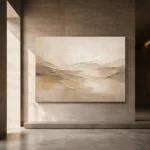 Warm Beige Minimalist Living Room Wall Art Canvas Print - Image 5
