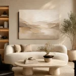 Warm Beige Minimalist Living Room Wall Art Canvas Print - Image 6