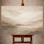 Ivory and beige Living Room Wall Art print featuring layered plaster ridges and taupe shadows for elegant interiors