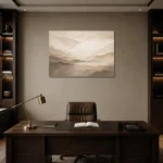 Ivory Plaster Landscape Living Room Wall Art Canvas Print displayed in a contemporary gallery-inspired room