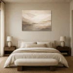 Ivory Plaster Landscape Living Room Wall Art Canvas Print showcased in an elegant minimalist interior