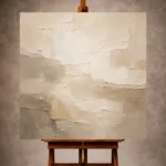 Ivory and beige Living Room Wall Art print featuring layered plaster planes and taupe shadows for elegant interiors