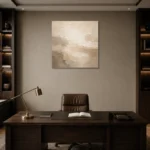 Quiet Luxury Plaster Living Room Wall Art Canvas Print displayed in a contemporary gallery-inspired room