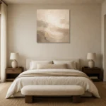 Quiet Luxury Plaster Living Room Wall Art Canvas Print showcased in an elegant minimalist interior