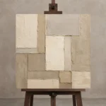 Soft Geometric Living Room Wall Art Canvas Print displayed on a studio easel