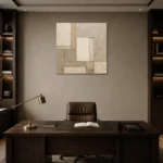 Soft Geometric Living Room Wall Art Canvas Print displayed in a contemporary gallery-inspired room