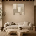 Soft Geometric Living Room Wall Art Canvas Print presented in a sophisticated home setting