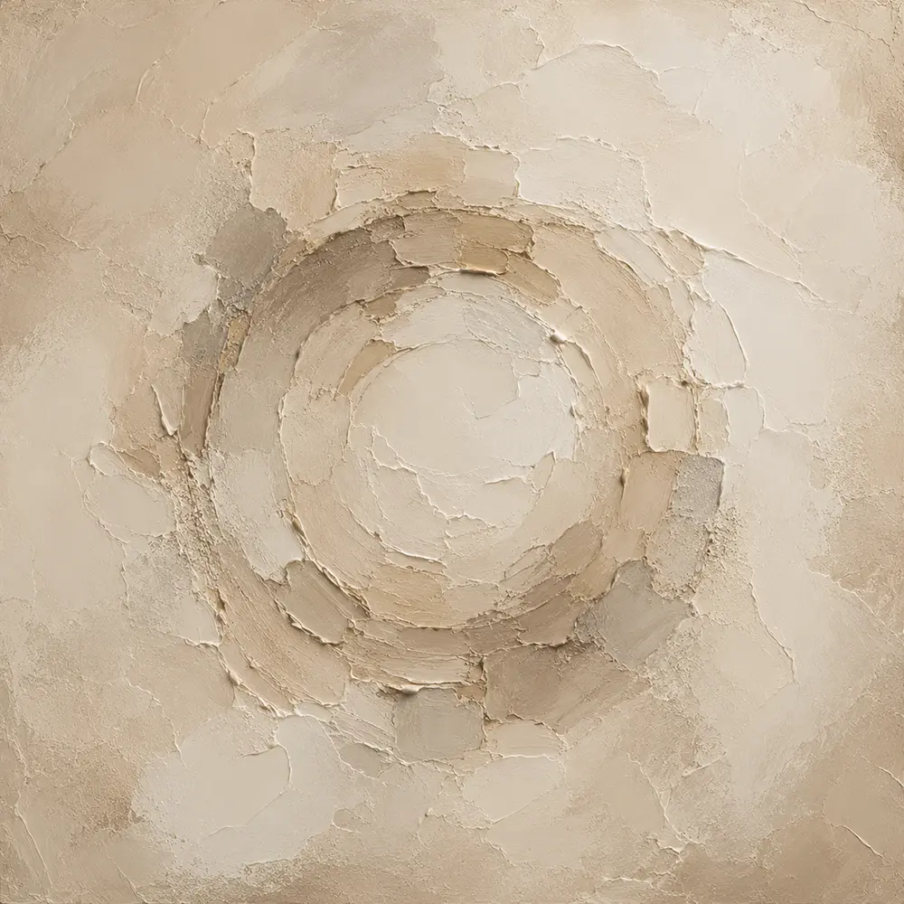 Ivory Plaster Medallion Living Room Wall Art Canvas Print