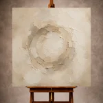 Ivory Living Room Wall Art print featuring a plaster medallion centerpiece with warm beige texture for elegant interiors