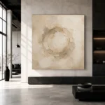 Ivory Plaster Medallion Living Room Wall Art Canvas Print - Image 5