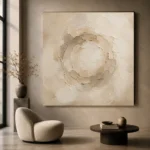 Ivory Plaster Medallion Living Room Wall Art Canvas Print - Image 6