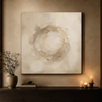 Ivory Plaster Medallion Living Room Wall Art Canvas Print - Image 7