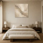 Flowing Taupe Veil Living Room Wall Art Canvas Print showcased in an elegant minimalist interior