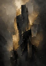Monolithic Black and Gold Living Room Wall Art Canvas Print