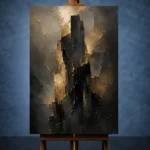 Monolithic Black and Gold Living Room Wall Art Canvas Print - Image 2