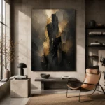 Monolithic Black and Gold Living Room Wall Art Canvas Print - Image 3