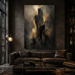Monolithic Black and Gold Living Room Wall Art Canvas Print - Image 4