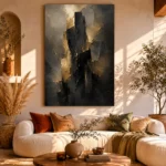 Monolithic Black and Gold Living Room Wall Art Canvas Print - Image 8