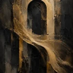 Antique Gold Arch Living Room Wall Art Canvas Print