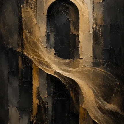 Antique Gold Arch Living Room Wall Art Canvas Print