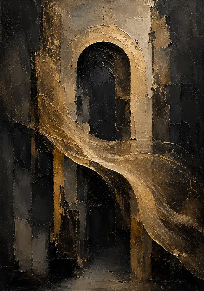 Antique Gold Arch Living Room Wall Art Canvas Print