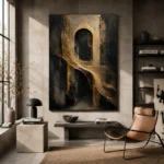 Antique Gold Arch Living Room Wall Art Canvas Print - Image 3