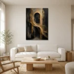 Antique Gold Arch Living Room Wall Art Canvas Print styled in a refined neutral interior