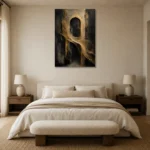 Antique Gold Arch Living Room Wall Art Canvas Print showcased in an elegant minimalist interior