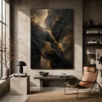 Gilded Mineral Black Living Room Wall Art Canvas Print - Image 3