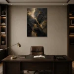 Gilded Mineral Black Living Room Wall Art Canvas Print displayed in a contemporary gallery-inspired room
