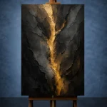 Golden Rift Black Living Room Wall Art Canvas Print - Image 2