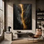Golden Rift Black Living Room Wall Art Canvas Print - Image 3