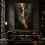 Golden Rift Black Living Room Wall Art Canvas Print - Image 4