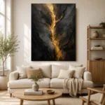 Golden Rift Black Living Room Wall Art Canvas Print - Image 7