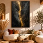 Golden Rift Black Living Room Wall Art Canvas Print - Image 8