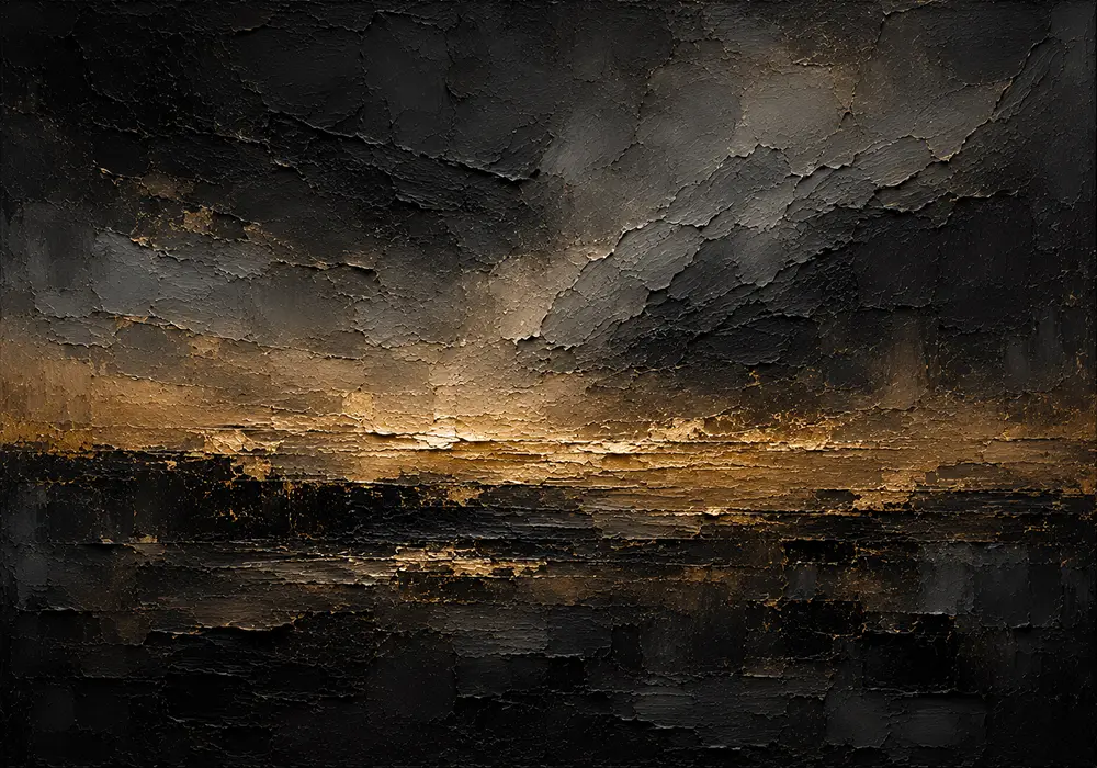 Antique Gold Horizon Living Room Wall Art Canvas Print