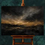 Antique Gold Horizon Living Room Wall Art Canvas Print - Image 2