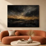Antique Gold Horizon Living Room Wall Art Canvas Print - Image 3