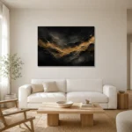 Antique Gold Current Living Room Wall Art Canvas Print styled in a refined neutral interior