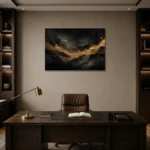 Antique Gold Current Living Room Wall Art Canvas Print displayed in a contemporary gallery-inspired room