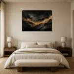 Antique Gold Current Living Room Wall Art Canvas Print showcased in an elegant minimalist interior