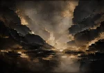 Champagne Gold Fracture Living Room Wall Art Canvas Print