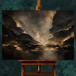 Champagne Gold Fracture Living Room Wall Art Canvas Print - Image 2