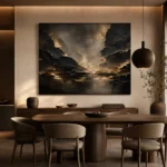 Champagne Gold Fracture Living Room Wall Art Canvas Print - Image 4