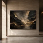 Champagne Gold Fracture Living Room Wall Art Canvas Print - Image 5