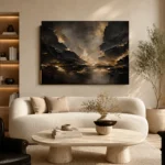 Champagne Gold Fracture Living Room Wall Art Canvas Print - Image 6