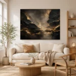 Champagne Gold Fracture Living Room Wall Art Canvas Print - Image 7