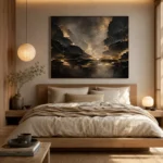 Champagne Gold Fracture Living Room Wall Art Canvas Print - Image 8