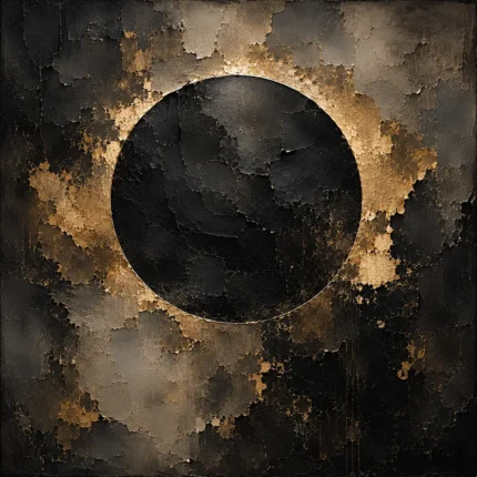 Antique Gold Eclipse Living Room Wall Art Canvas Print